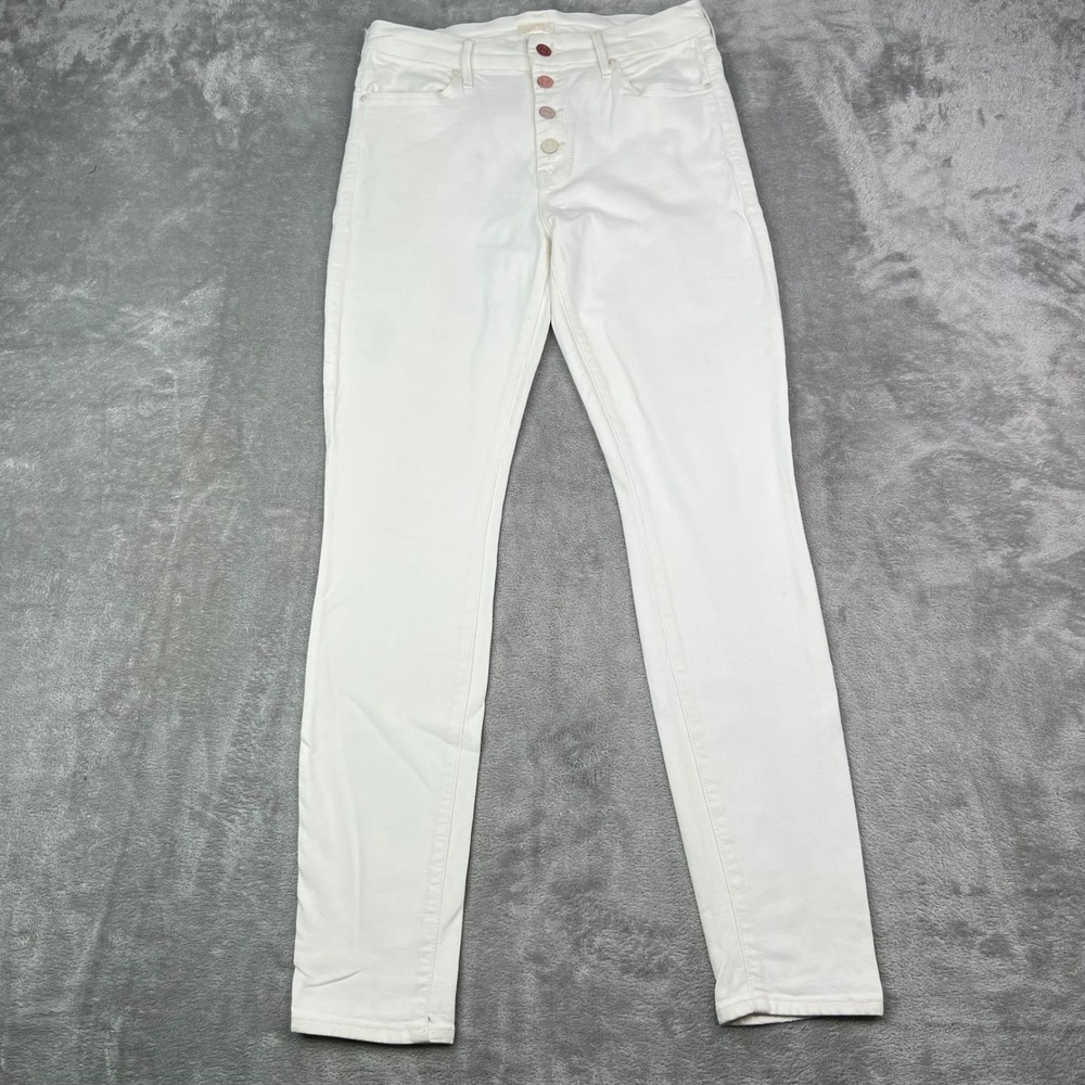 Mother The Pixie Jeans Womens 29 White Stretch Multi Color Button Fly Skinny